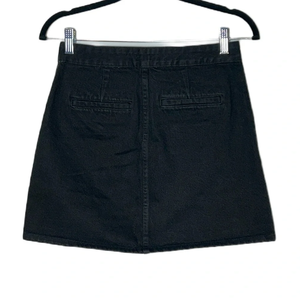 NWT J. Crew Black Denim Button-Up Mini Skirt, Gold Crest Buttons, Sizes 00, 0, 2
